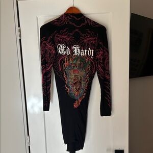 Ed Hardy Y2K Black and Pink Graphic Dress